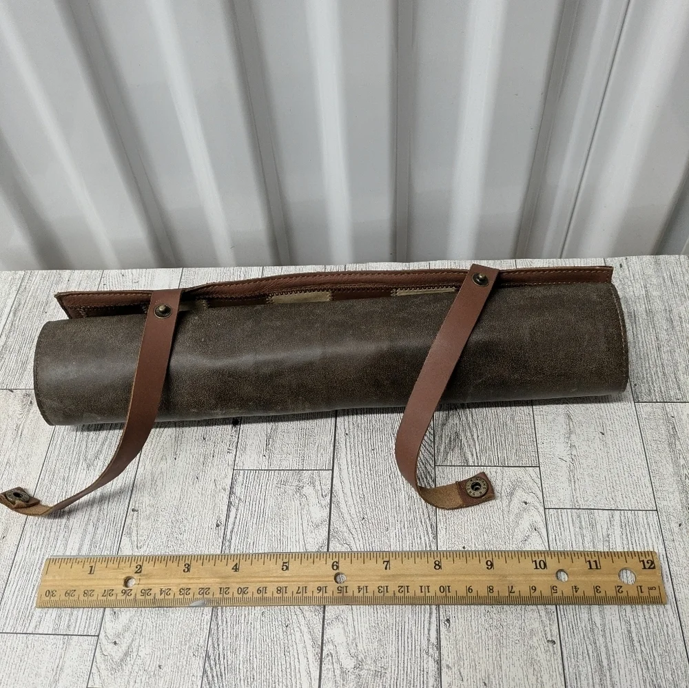 Checkers Brown Leather Roll-Up Checkers